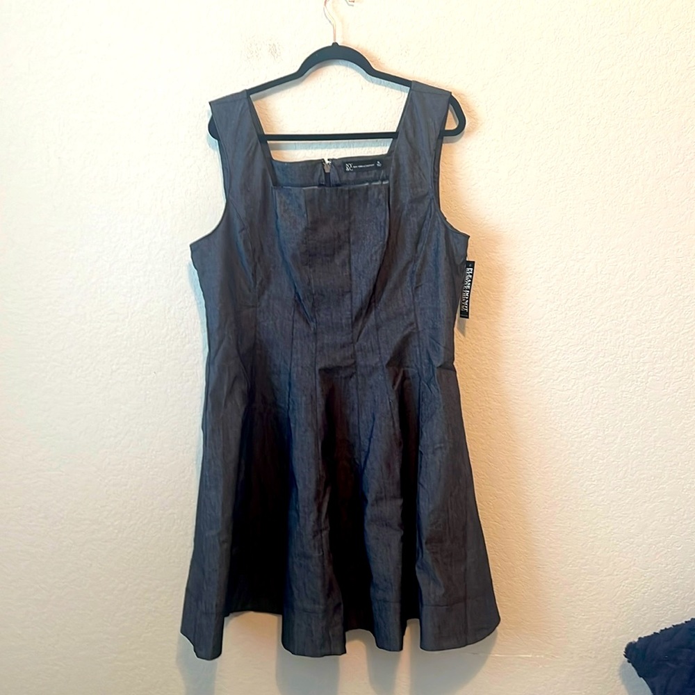 New York & Company sleeveless corset seam denim dress